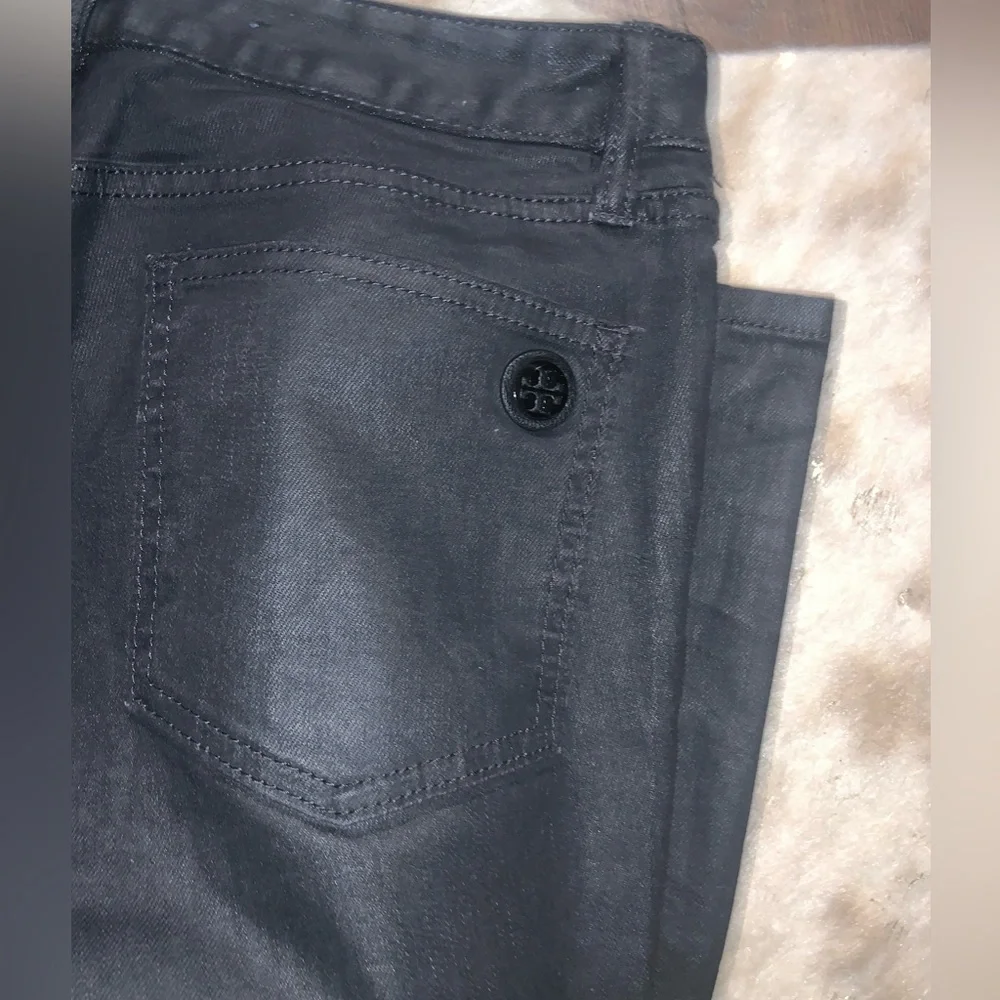 Tory burch designer ny super skinny black denim pant preppy spring  logo classic